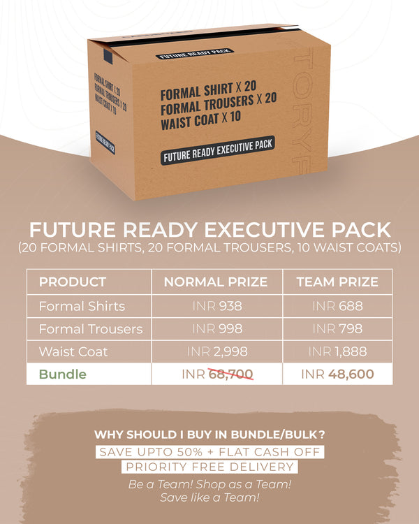 Future Ready executive Pack of 20 Formal Shirts + 20 formal trousers + 10 Waistcoats