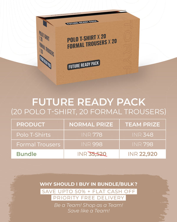 Future ready Bundle - 20 Polo T shirts + 20 Formal Trousers